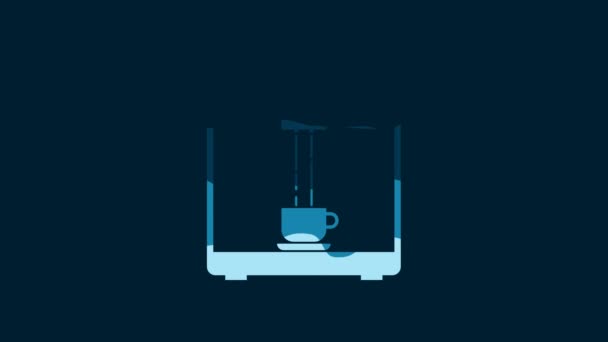 White Coffee Machine Coffee Cup Icon Isolated Blue Background Video — Wideo stockowe