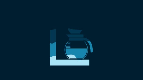 White Coffee Machine Glass Pot Icon Isolated Blue Background Video — Vídeos de Stock