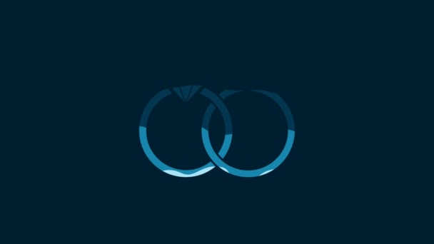Білі Обручки Ізольовані Синьому Фоні Ювелірний Знак Нареченого Нареченого Ікона — стокове відео