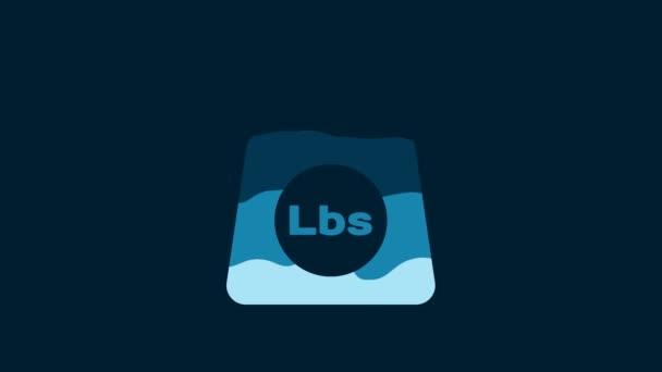 White Weight Pounds Icon Isolated Blue Background Pounds Weight Block — 비디오