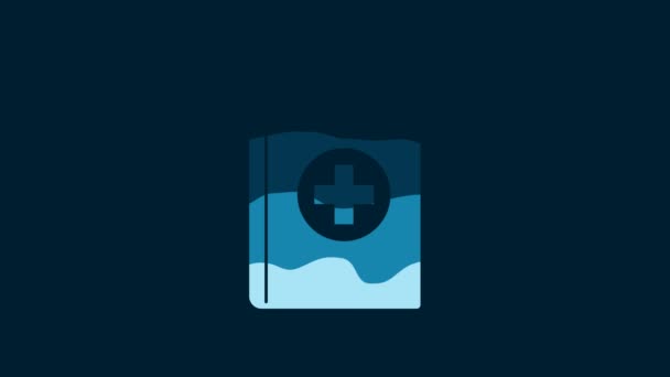 White Medical Book Icon Isolated Blue Background Video Motion Graphic — Vídeo de stock