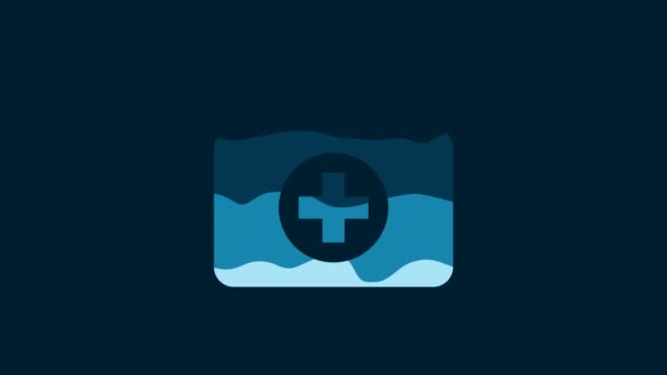 White First Aid Kit Icon Isolated Blue Background Medical Box — Wideo stockowe