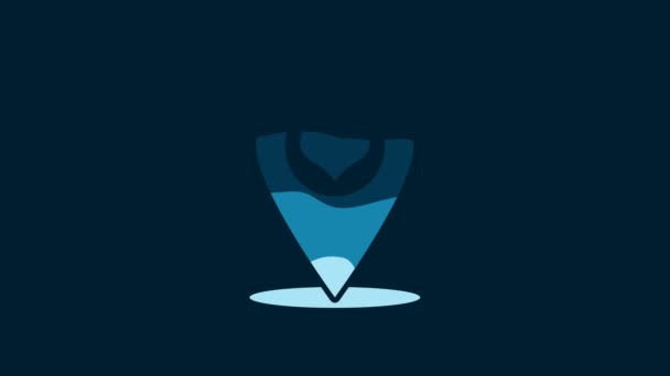 White Map Pointer Heart Icon Isolated Blue Background Video Motion — Vídeo de Stock