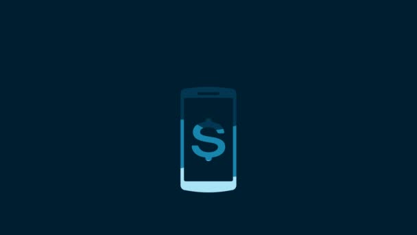White Contactless Payment Icon Isolated Blue Background Mobile Wallet Technology — Vídeos de Stock