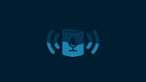Ікона Білого Голосу Ізольована Синьому Фоні Інтерфейс Користувача Смарт Динамік — стокове відео