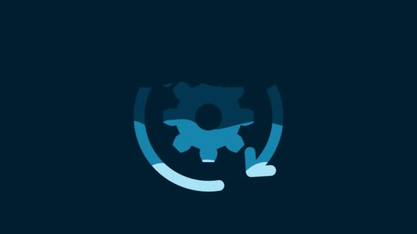 White Gear Arrows Workflow Concept Icon Isolated Blue Background Gear — Vídeo de stock