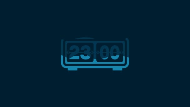 White Retro Flip Clock Icon Isolated Blue Background Wall Flap — Vídeo de Stock