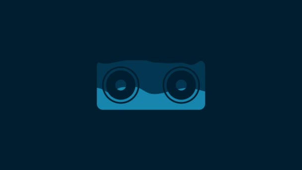 White Stereo Speaker Icon Isolated Blue Background Sound System Speakers — Stockvideo