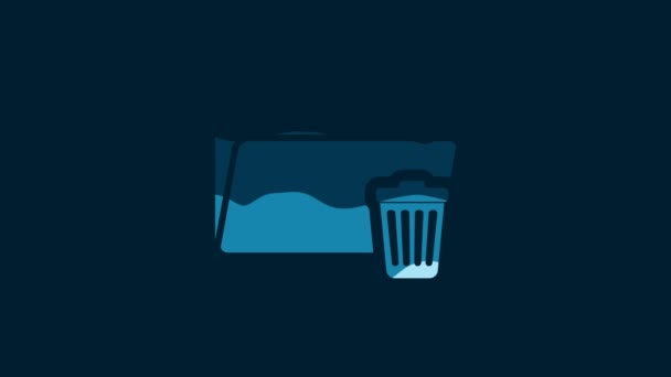 White Delete Folder Icon Isolated Blue Background Folder Recycle Bin — Stockvideo