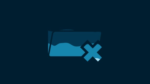 White Delete Folder Icon Isolated Blue Background Folder Recycle Bin — Vídeo de Stock