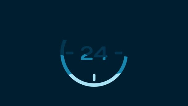 White Clock Hours Icon Isolated Blue Background All Day Cyclic — Wideo stockowe