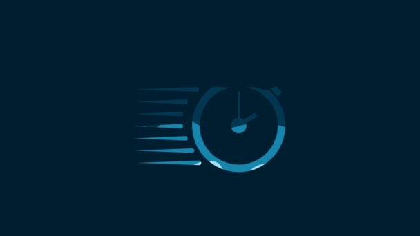 白色秒表图标孤立在蓝色背景 时间计时器标志 4K视频运动图形动画 — 图库视频影像