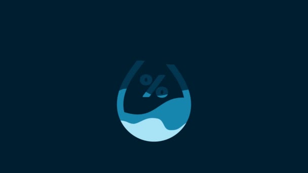 White Water Drop Percentage Icon Isolated Blue Background Humidity Analysis — Video Stock