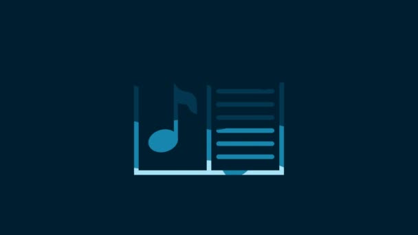 White Music Book Note Icon Isolated Blue Background Music Sheet — Video