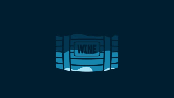 White Wooden Barrel Wine Icon Isolated Blue Background Video Motion — Videoclip de stoc