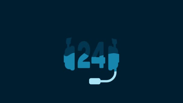 White Headphone Support Service Icon Isolated Blue Background Consultation Hotline — Vídeos de Stock