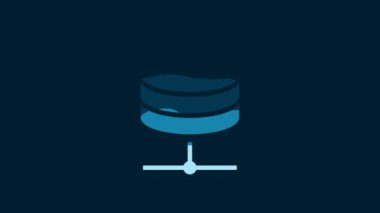White Server, Data, Web Hosting icon isolated on blue background. 4K Video motion graphic animation.
