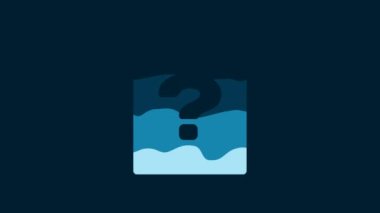 White Unknown document icon isolated on blue background. File with Question mark. Hold report, service and global search sign. 4K Video motion graphic animation.
