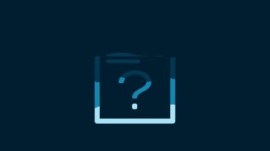 White Unknown document icon isolated on blue background. File with Question mark. Hold report, service and global search sign. 4K Video motion graphic animation.