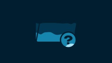 White Unknown directory icon isolated on blue background. Magnifying glass and folder. 4K Video motion graphic animation.