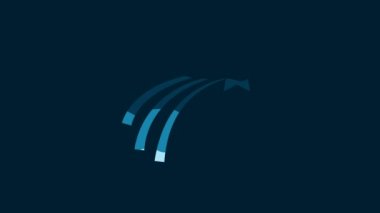 White Falling star icon isolated on blue background. Shooting star with star trail. Meteoroid, meteorite, comet, asteroid, star icon. 4K Video motion graphic animation.