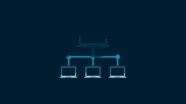 White Computer network icon isolated on blue background. Laptop network. Internet connection. 4K Video motion graphic animation.