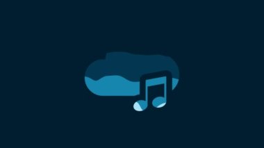 White Music streaming service icon isolated on blue background. Sound cloud computing, online media streaming, online song, audio wave. 4K Video motion graphic animation.