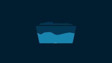 White Folder icon isolated on blue background. 4K Video motion graphic animation.