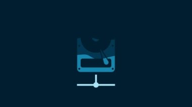 White Hard disk drive on sharing network icon isolated on blue background. 4K Video motion graphic animation.