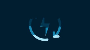 White Recharging icon isolated on blue background. Electric energy sign. 4K Video motion graphic animation.