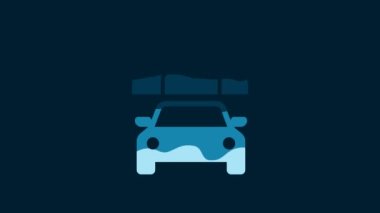 White Car sharing with group of people icon isolated on blue background. Carsharing sign. Transport renting service concept. 4K Video motion graphic animation.