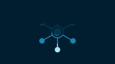 White Network icon isolated on blue background. Global network connection. Global technology or social network. Connecting dots and lines. 4K Video motion graphic animation.