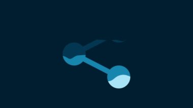White Share icon isolated on blue background. Share, sharing, communication pictogram, social media, connection, network, distribute sign. 4K Video motion graphic animation.