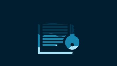 White Smart contract icon isolated on blue background. Blockchain technology, cryptocurrency mining, bitcoin, altcoins, digital money market. 4K Video motion graphic animation.