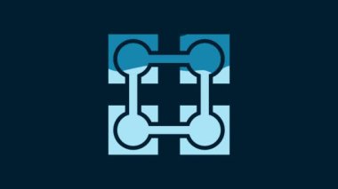 White Blockchain technology icon isolated on blue background. Cryptocurrency data. Abstract geometric block chain network technology business. 4K Video motion graphic animation.