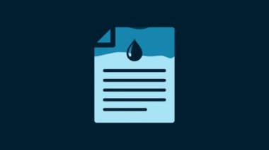 White Medical clipboard with blood test results icon isolated on blue background. Clinical record, prescription, medical check marks report. 4K Video motion graphic animation.