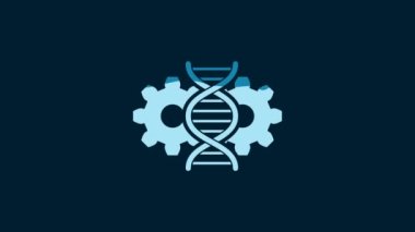 White Gene editing icon isolated on blue background. Genetic engineering. DNA researching, research. 4K Video motion graphic animation.