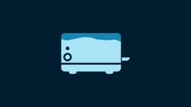White Toaster icon isolated on blue background. 4K Video motion graphic animation.
