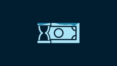 White Fast payments icon isolated on blue background. Fast money transfer payment. Financial services, fast loan, time is money, cash back concept. 4K Video motion graphic animation.