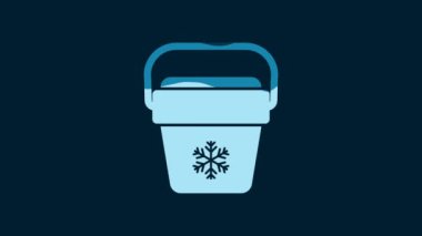 White Cooler bag icon isolated on blue background. Portable freezer bag. Handheld refrigerator. 4K Video motion graphic animation.