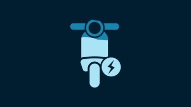 White Electric scooter icon isolated on blue background. 4K Video motion graphic animation.