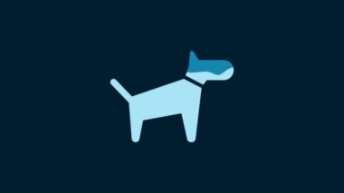 White Dog icon isolated on blue background. 4K Video motion graphic animation.