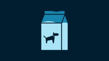 White Bag of food for dog icon isolated on blue background. Food for animals. Pet food package. 4K Video motion graphic animation.