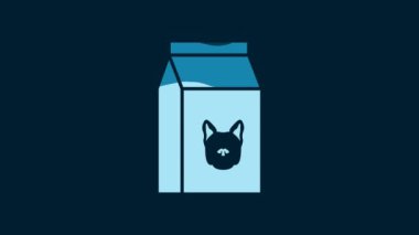 White Bag of food for dog icon isolated on blue background. Food for animals. Pet food package. 4K Video motion graphic animation.
