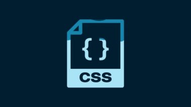 White CSS file document. Download css button icon isolated on blue background. CSS file symbol. 4K Video motion graphic animation.