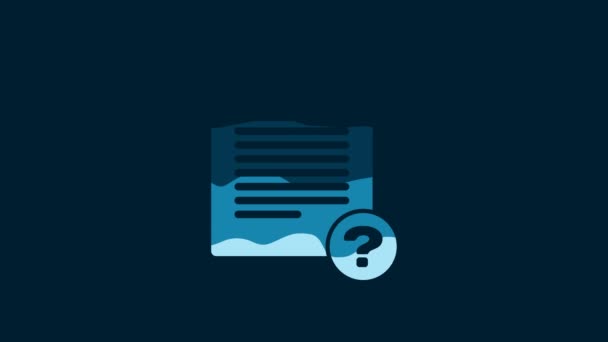 White Unknown Document Icon Isolated Blue Background File Question Mark — Vídeos de Stock