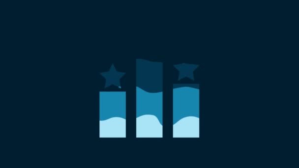 青の背景に隔離されたホワイトランキングの星のアイコン 星評価システム お気に入り 最高の評価 賞のシンボル 4Kビデオモーショングラフィックアニメーション — ストック動画