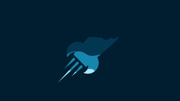 White Rocket Ship Fire Icon Isolated Blue Background Space Travel — Vídeos de Stock