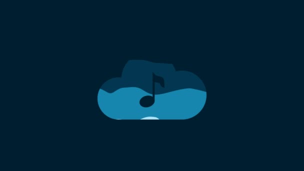 White Music Streaming Service Icon Isolated Blue Background Sound Cloud — Video Stock