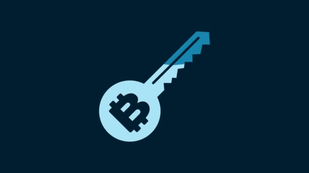 White Cryptocurrency Key Icon Isolated Blue Background Concept Cyber Security — Stock videók